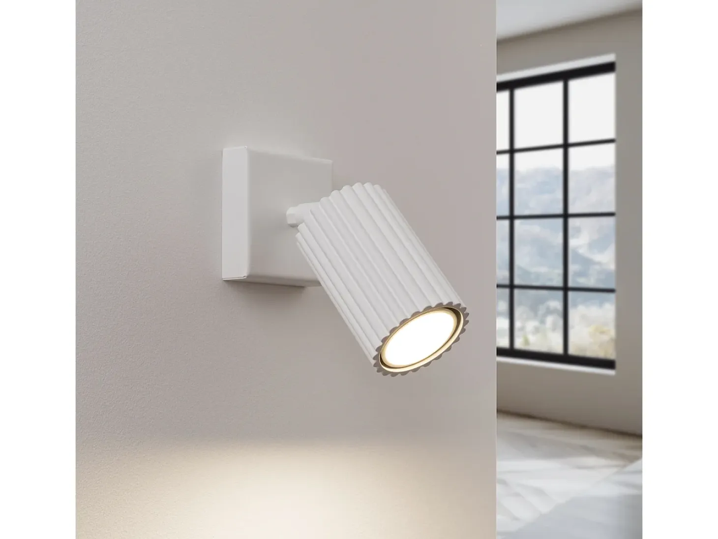 Lámpara De Pared Karbon Minimalista De Aluminio - 1 Fuentes Luminosas - L.8 X A.8 Cm - Blanco