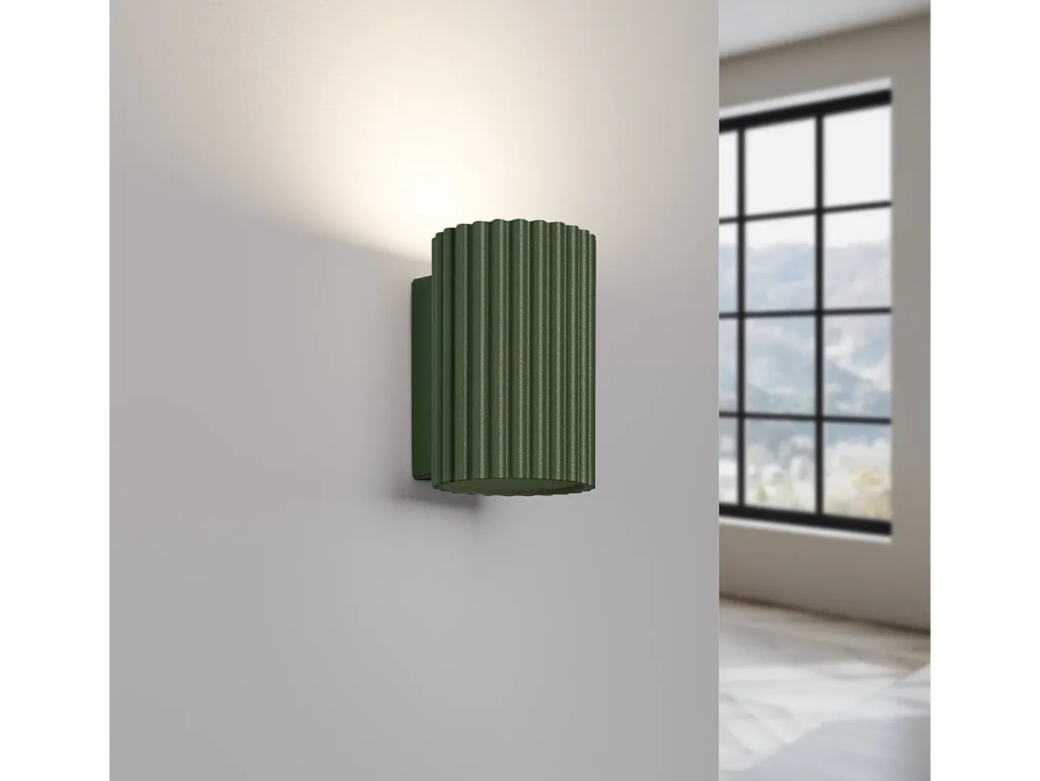 Lámpara De Pared Karbon Minimalista De Aluminio - 1 Fuentes Luminosas - L.6,5 X A.10 Cm - Verde Oliva