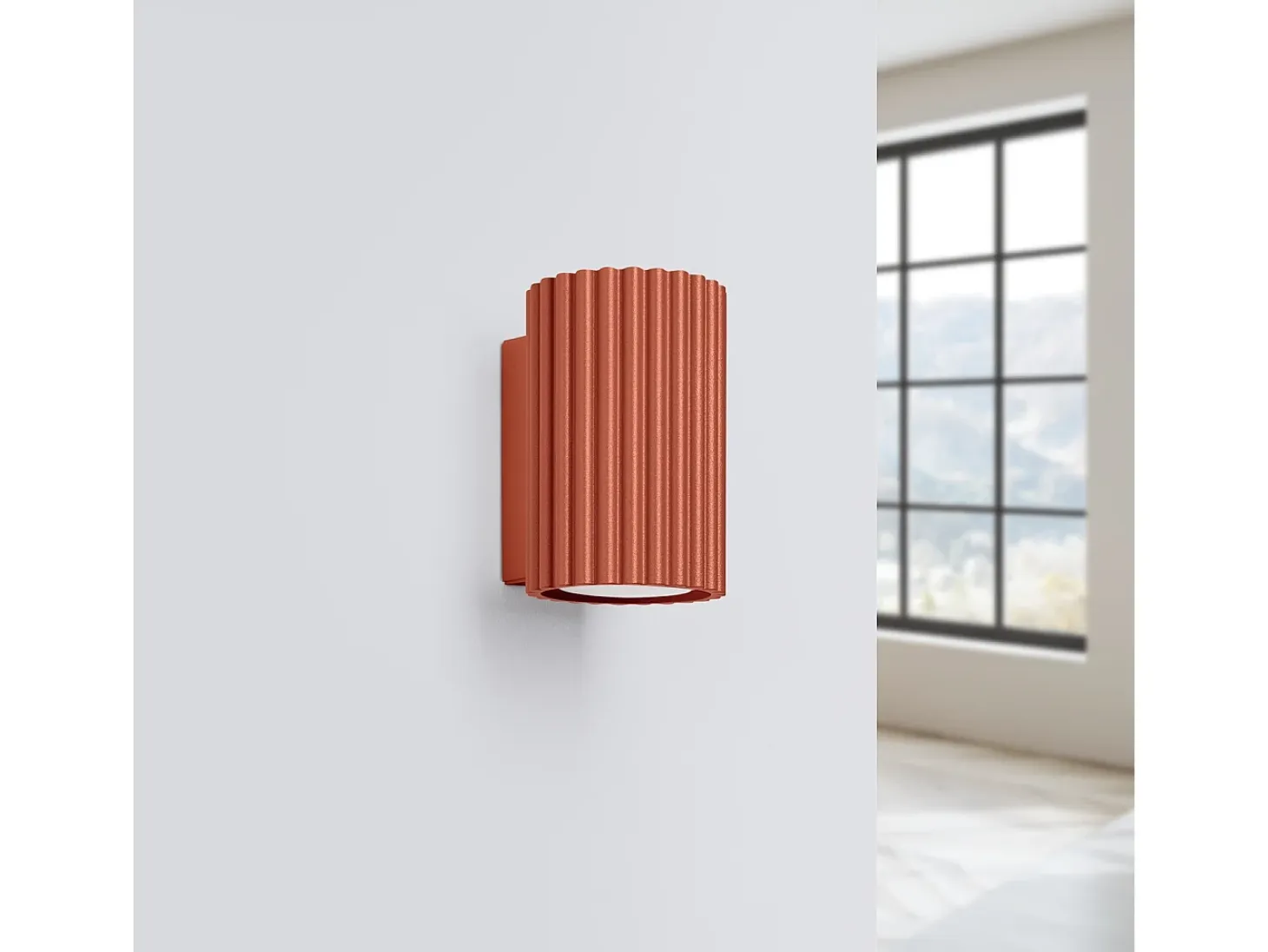 Lámpara De Pared Karbon Minimalista De Aluminio - 1 Fuentes Luminosas - L.6,5 X A.10 Cm - Ocre Rojo