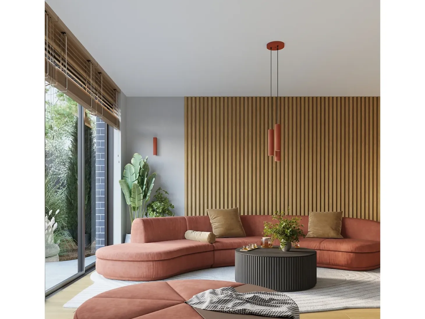 Lámpara De Pared Karbon Minimalista De Aluminio - 1 Fuentes Luminosas - L.6,5 X A.10 Cm - Ocre Rojo
