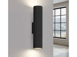 Lámpara De Pared Karbon Minimalista De Aluminio - 2 Fuentes Luminosas - L.6,5 X A.30 Cm - Negro
