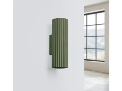 Lámpara De Pared Karbon Minimalista De Aluminio - 2 Fuentes Luminosas - L.6,5 X A.20 Cm - Verde Oliva