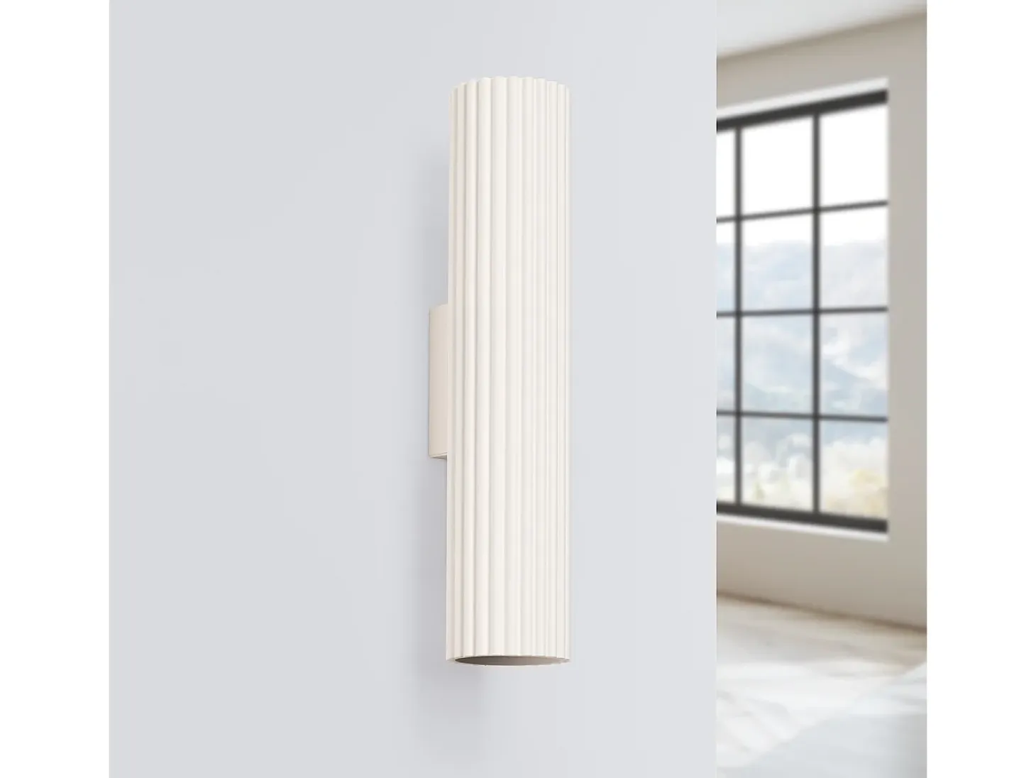 Lámpara De Pared Karbon Minimalista De Aluminio - 2 Fuentes Luminosas - L.6,5 X A.30 Cm - Beige