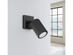 Lámpara De Pared Karbon Minimalista De Aluminio - 1 Fuentes Luminosas - L.8 X A.8 Cm - Negro