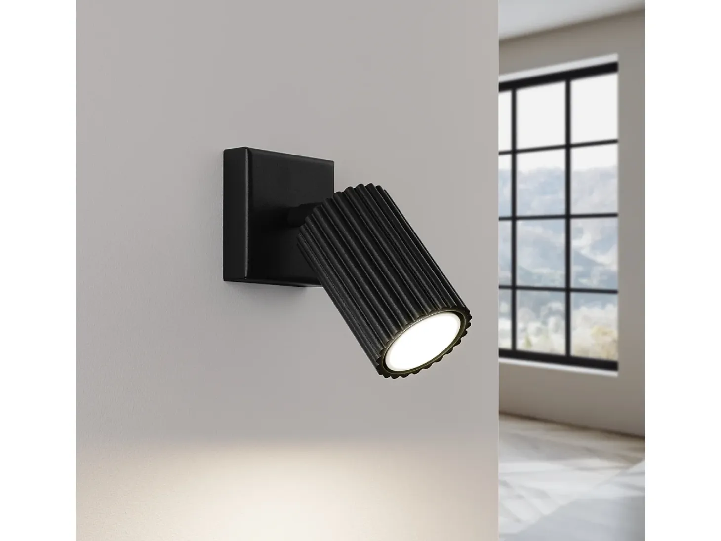 Lámpara De Pared Karbon Minimalista De Aluminio - 1 Fuentes Luminosas - L.8 X A.8 Cm - Negro