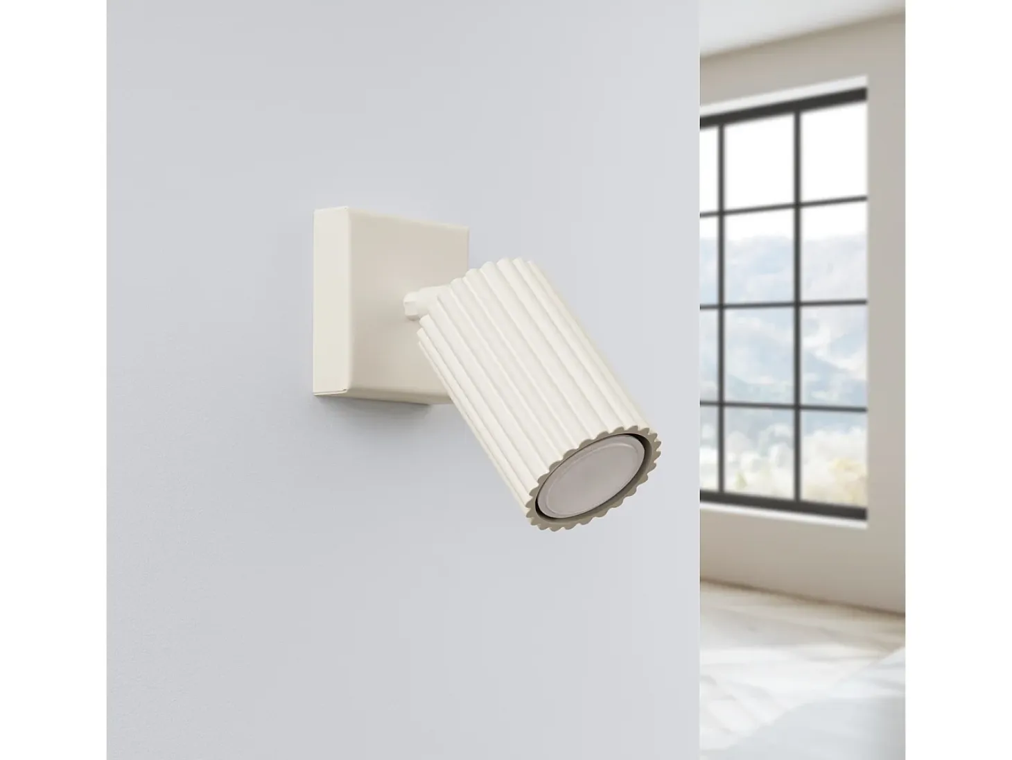 Lámpara De Pared Karbon Minimalista De Aluminio - 1 Fuentes Luminosas - L.8 X A.8 Cm - Beige