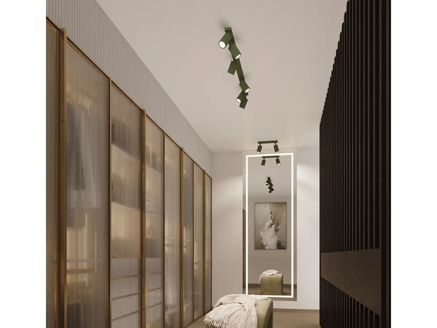Lámpara De Pared Karbon Minimalista De Aluminio - 1 Fuentes Luminosas - L.8 X A.16 Cm - Verde Oliva
