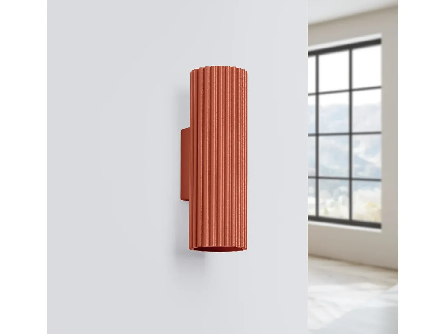 Lámpara De Pared Karbon Minimalista De Aluminio - 2 Fuentes Luminosas - L.6,5 X A.20 Cm - Ocre Rojo