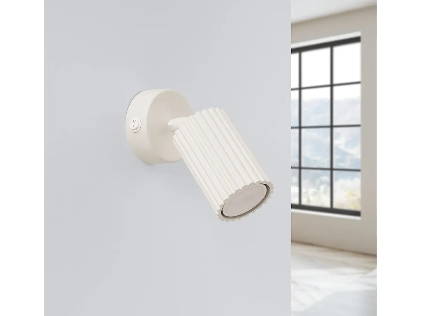 Lámpara De Pared Karbon Minimalista De Aluminio - 1 Fuentes Luminosas - L.8 X A.16 Cm - Beige