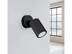 Lámpara De Pared Karbon Minimalista De Aluminio - 1 Fuentes Luminosas - L.8 X A.16 Cm - Negro