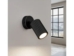 Lámpara De Pared Karbon Minimalista De Aluminio - 1 Fuentes Luminosas - L.8 X A.16 Cm - Negro