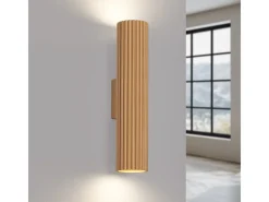 Lámpara De Pared Karbon Minimalista De Aluminio - 2 Fuentes Luminosas - L.6,5 X A.30 Cm - Dorado