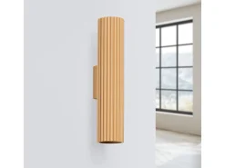 Lámpara De Pared Karbon Minimalista De Aluminio - 2 Fuentes Luminosas - L.6,5 X A.30 Cm - Dorado
