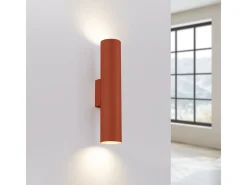 Lámpara De Pared Lagos Desván De Acero - 2 Fuentes Luminosas - L.6 X A.30 Cm - Ocre Rojo