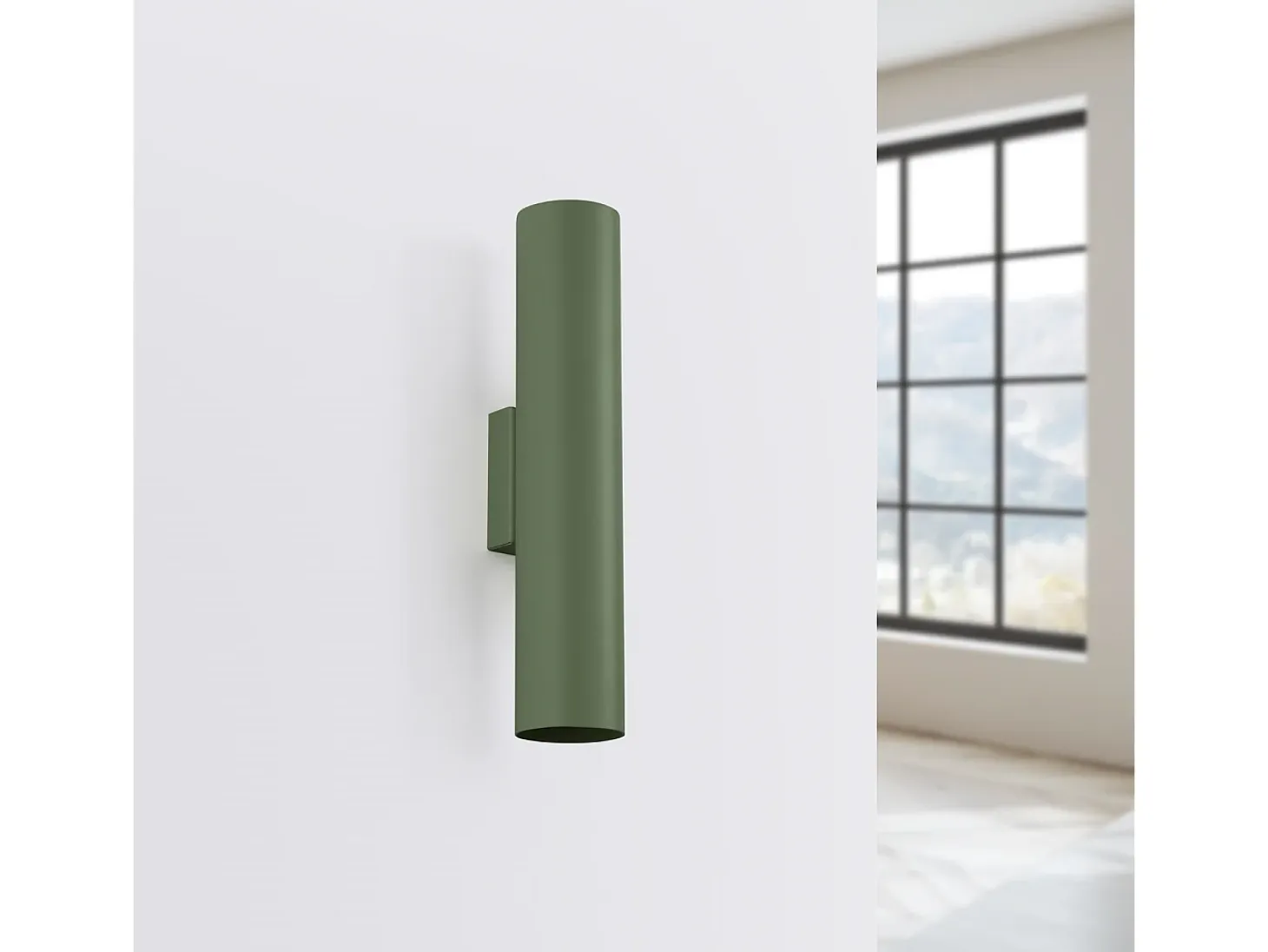 Lámpara De Pared Lagos Desván De Acero - 2 Fuentes Luminosas - L.6 X A.30 Cm - Verde Oliva