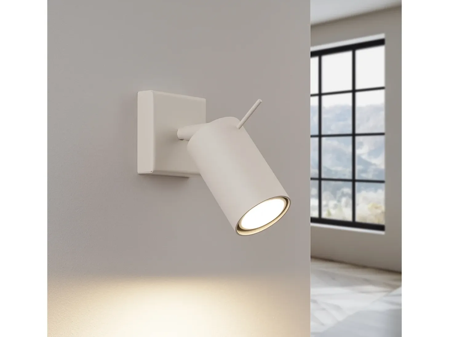 Lámpara De Pared Lagos Moderno De Acero - 1 Fuentes Luminosas - L.8 X A.8 Cm - Beige