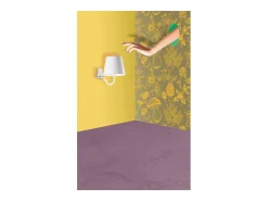 Lámpara de pared LED blanca Poldina recargable y regulable con batería de hasta 12 horas