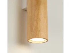 Lámpara de pared Lino moderno de madera/acero - 2 fuentes luminosas - L.6 x A.30 cm - madera natural/blanco