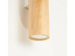 Lámpara de pared Lino moderno de madera/acero - 2 fuentes luminosas - L.6 x A.30 cm - madera natural/blanco