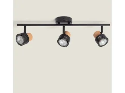 Lámpara de Pared Metal y Corcho Tres Focos Liksy Negro