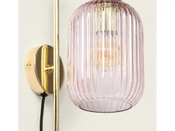 Lámpara de Pared Metal y Cristal Belino Rosa