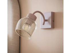 Lámpara de Pared Metal y Cristal Aziel Rosa Maquillaje