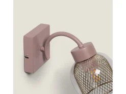 Lámpara de Pared Metal y Cristal Aziel Rosa Maquillaje
