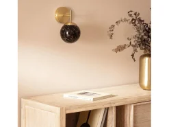 Lámpara de Pared Metal y Cristal Pardo Dorado