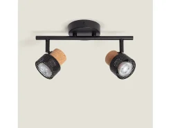 Lámpara de Pared Metal y Corcho Dos Focos Liksy Negro