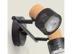 Lámpara de Pared Metal y Corcho Dos Focos Liksy Negro
