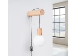 Lámpara De Pared Nimbi Desván De Madera/Vidrio - 1 Fuentes Luminosas - L.6 X A.67 Cm - Madera Natural/Blanco/Negro