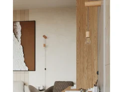 Lámpara De Pared Nimbi Desván De Madera - 1 Fuentes Luminosas - L.6 X A.55 Cm - Madera Natural/Blanco/Negro