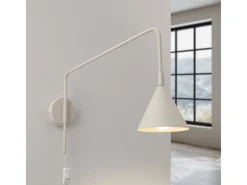 Lámpara De Pared Nox Moderno De Acero - 1 Fuentes Luminosas - L.14 X A.30 Cm - Beige