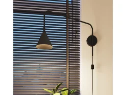 Lámpara De Pared Nox Moderno De Acero - 1 Fuentes Luminosas - L.14 X A.30 Cm - Negro