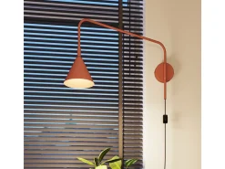 Lámpara De Pared Nox Moderno De Acero - 1 Fuentes Luminosas - L.14 X A.30 Cm - Ocre Rojo