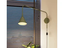 Lámpara De Pared Nox Moderno De Acero - 1 Fuentes Luminosas - L.14 X A.30 Cm - Verde Oliva