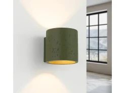 Lámpara de pared Orbis industrial de concreto - 1 fuentes luminosas - L.10 x A.10 cm - verde oliva