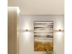 Lámpara De Pared Orbis Minimalista De Acero - 1 Fuentes Luminosas - L.10 X A.10 Cm - Dorado