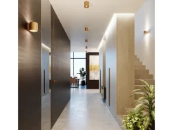 Lámpara De Pared Orbis Minimalista De Acero - 1 Fuentes Luminosas - L.10 X A.10 Cm - Dorado
