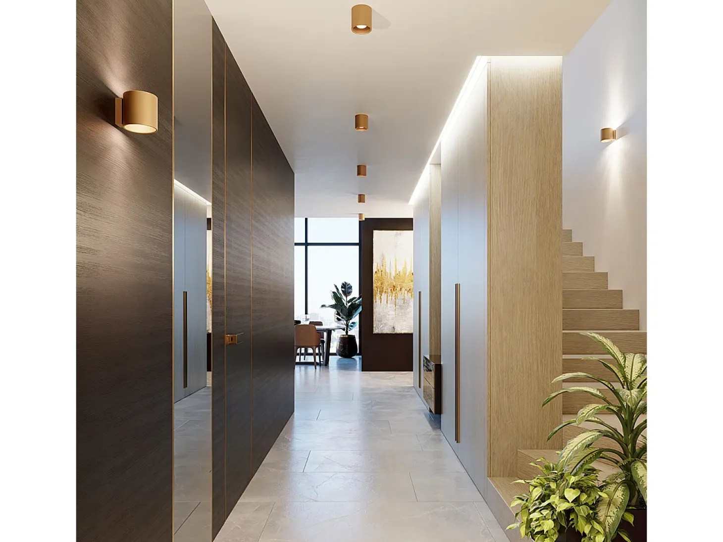 Lámpara De Pared Orbis Minimalista De Acero - 1 Fuentes Luminosas - L.10 X A.10 Cm - Dorado