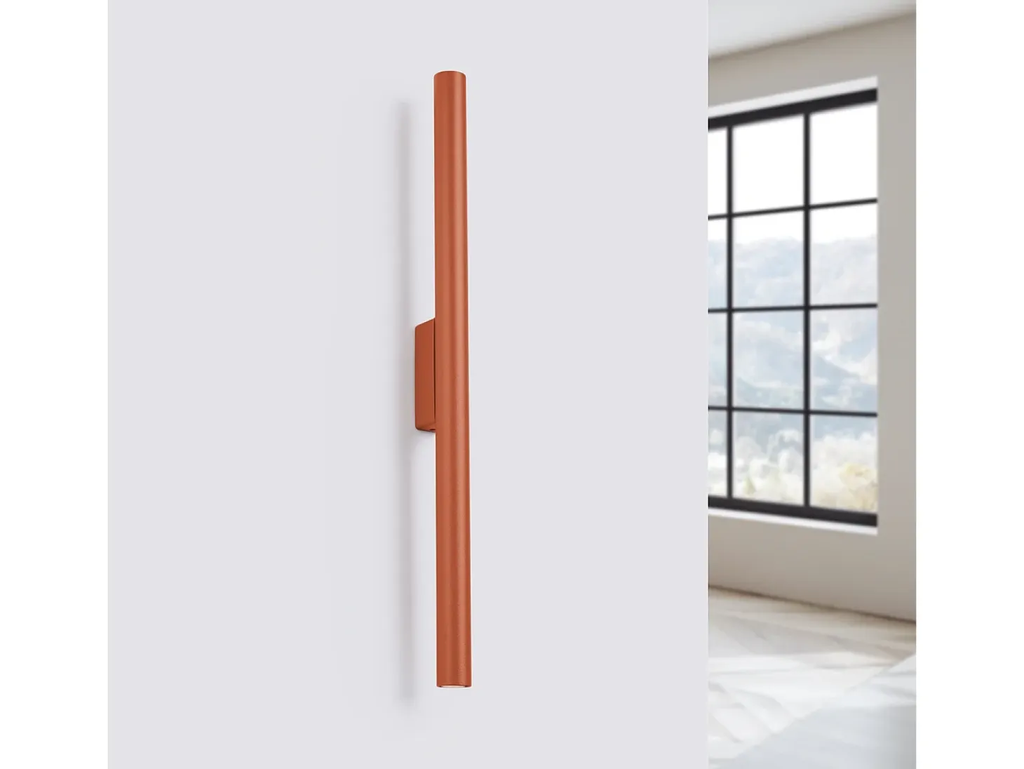 Lámpara De Pared Pastelo Moderno De Acero - 2 Fuentes Luminosas - L.2,5 X A.50 Cm - Ocre Rojo