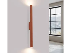Lámpara De Pared Pastelo Moderno De Acero - 2 Fuentes Luminosas - L.2,5 X A.50 Cm - Ocre Rojo