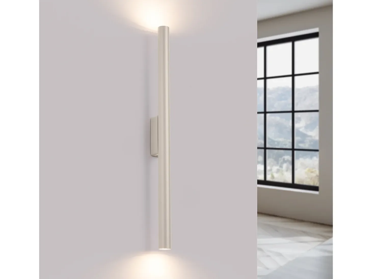 Lámpara De Pared Pastelo Moderno De Acero - 2 Fuentes Luminosas - L.2,5 X A.50 Cm - Beige