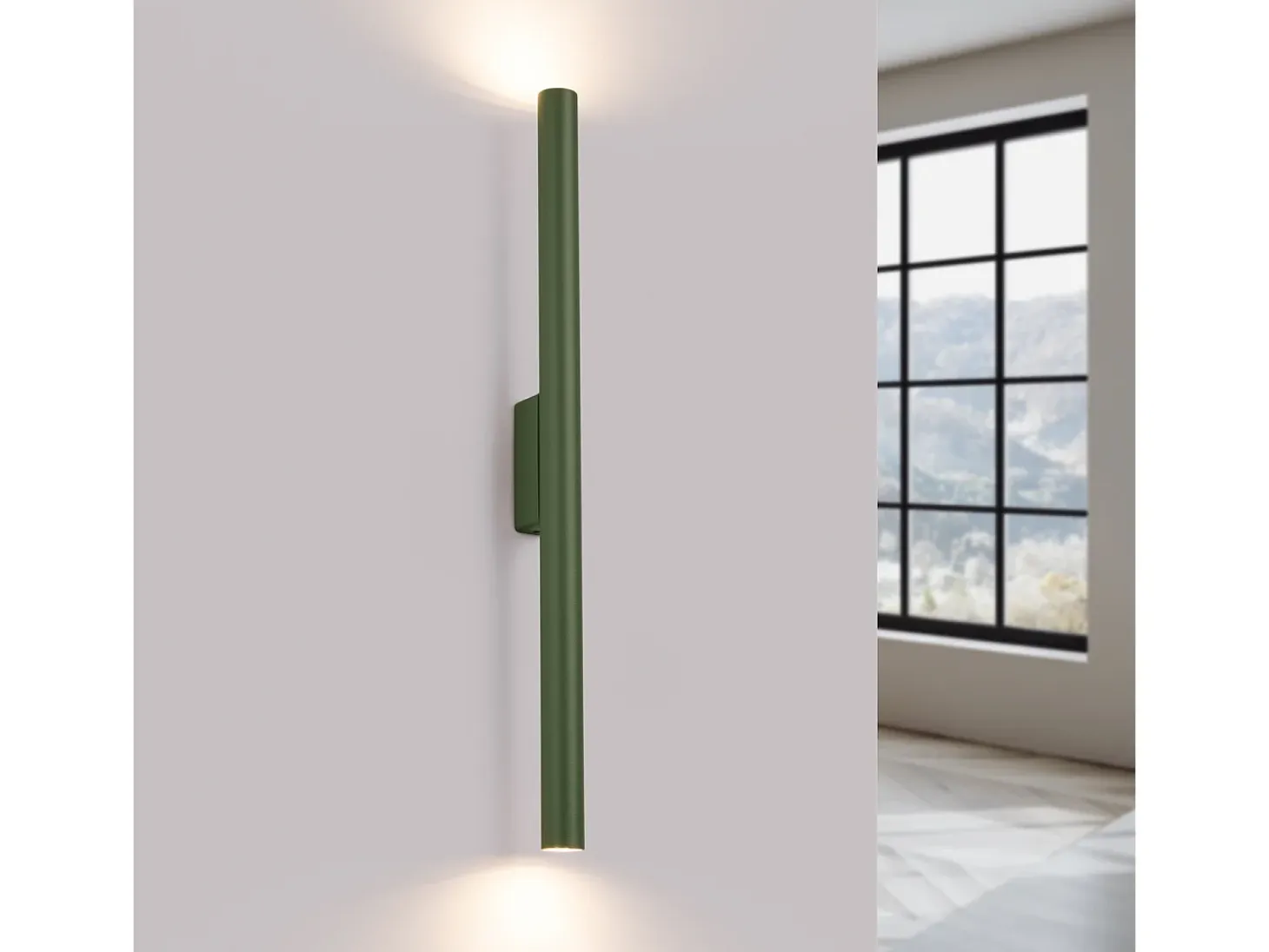 Lámpara De Pared Pastelo Moderno De Acero - 2 Fuentes Luminosas - L.2,5 X A.50 Cm - Verde Oliva