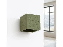 Lámpara de pared Quad industrial de concreto - 1 fuentes luminosas - L.10 x A.10 cm - verde oliva