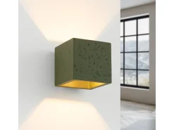 Lámpara de pared Quad industrial de concreto - 1 fuentes luminosas - L.10 x A.10 cm - verde oliva