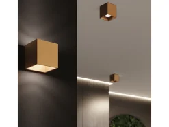Lámpara De Pared Quad Minimalista De Acero - 1 Fuentes Luminosas - L.10 X A.10 Cm - Dorado