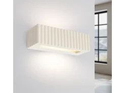 Lámpara de pared Rigata moderno de cerámica - 1 fuentes luminosas - L.34 x A.10 cm - beige