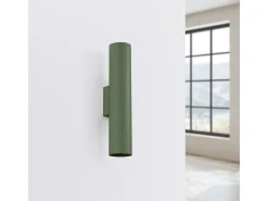 Lámpara de pared Toris desván de acero - 2 fuentes luminosas 3000K - L.6 x A.30 cm - verde oliva