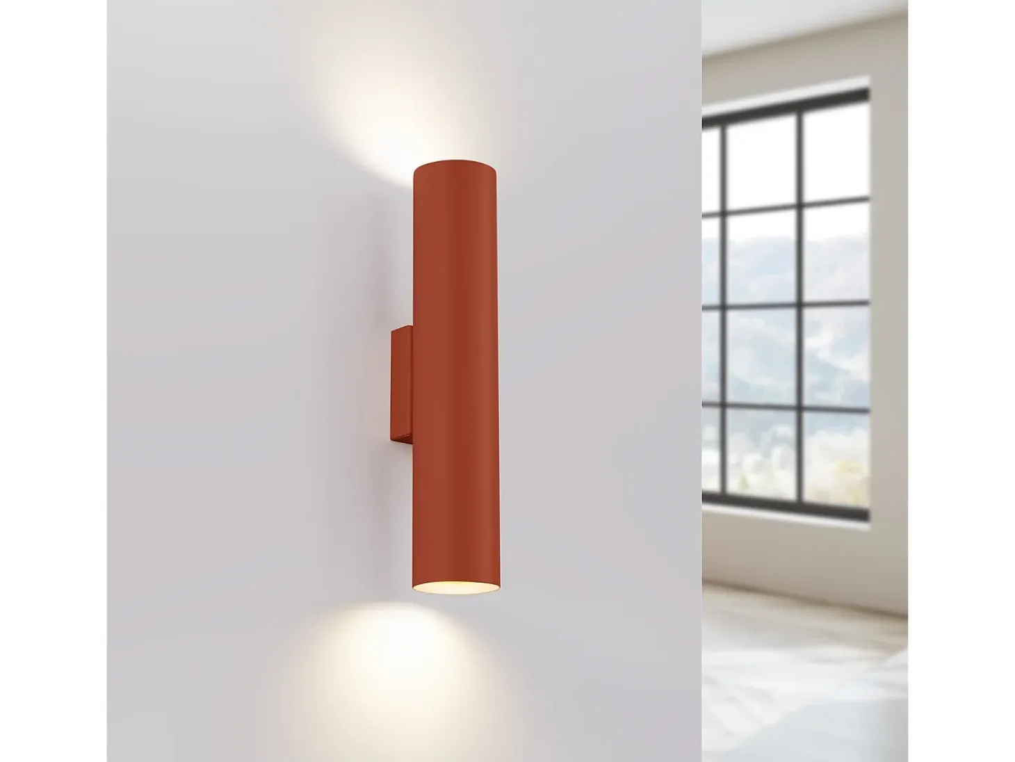 Lámpara de pared Toris desván de acero - 2 fuentes luminosas 4000K - L.6 x A.30 cm - ocre rojo